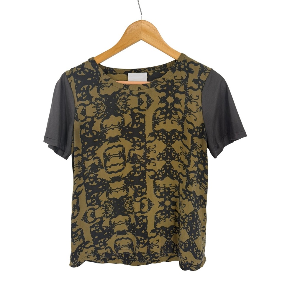 Addison Top Shirt Blouse Womens S Silk Geometric Classic Old Money Luxury Work